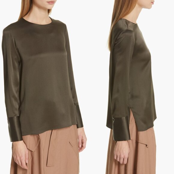 Vince Cream Round Neck Silk Blouse - Picture 16 of 16